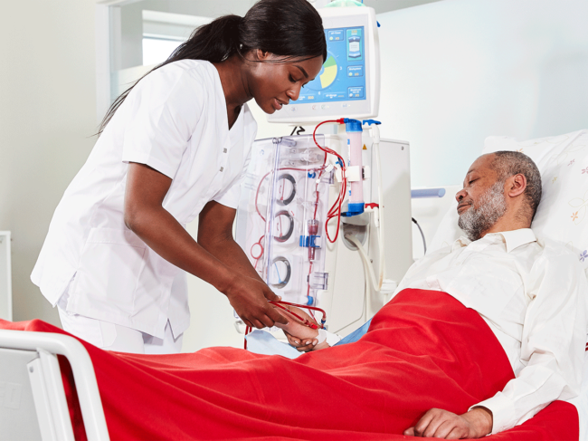 Patient receiving dialysis