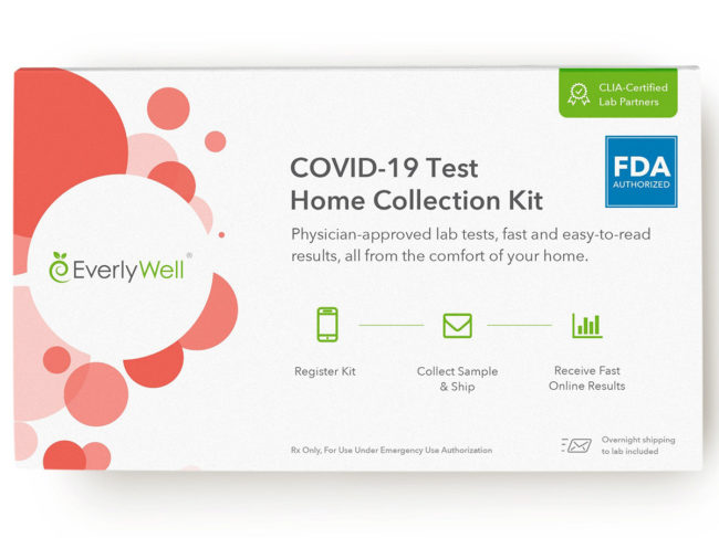 Product box for Everlywell's COVID-19 collection kit