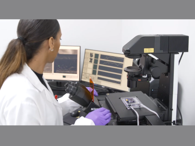 Woman using Human-on-a-Chip system