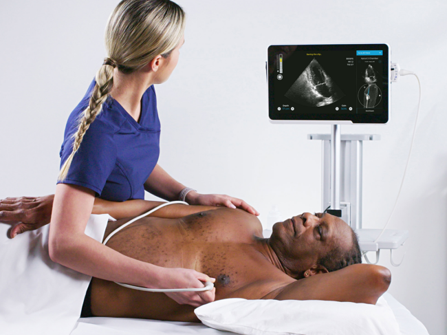 Clinician scanning patient