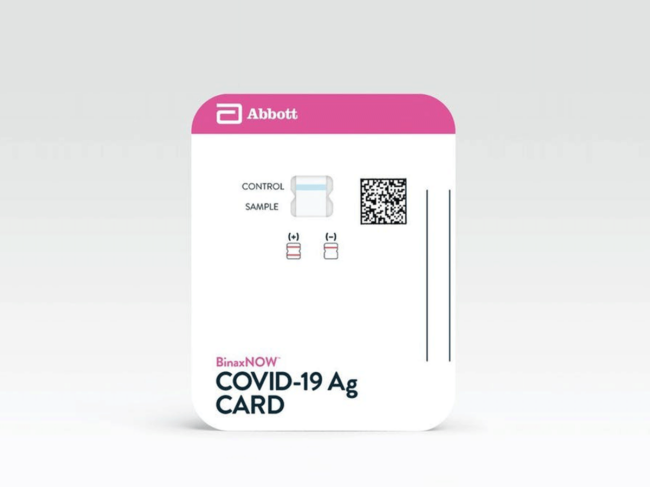 Photo of the Binaxnow COVID-19 Ag Card