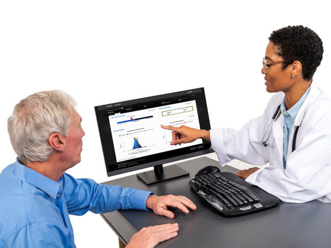 Doctor reviews Corvista findings with patient