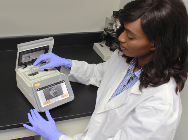 Researcher in lab using Gazelle