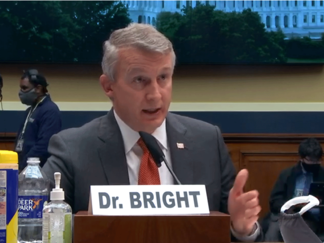 Richard Bright testifying before House subcommittee