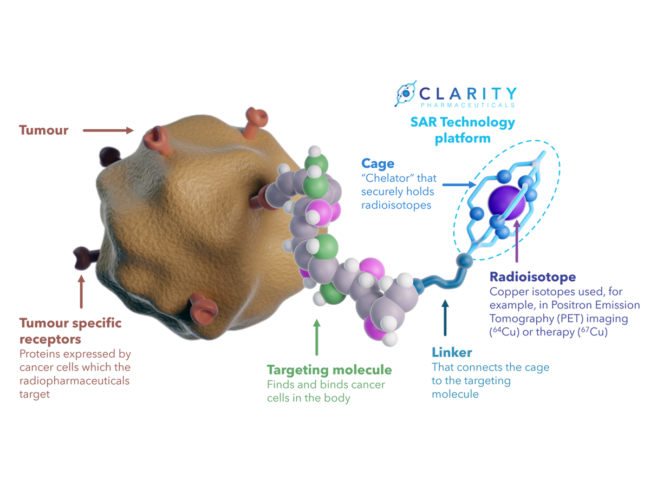 Clarity Pharmaceuticals sarcophagine (SAR) technology platform