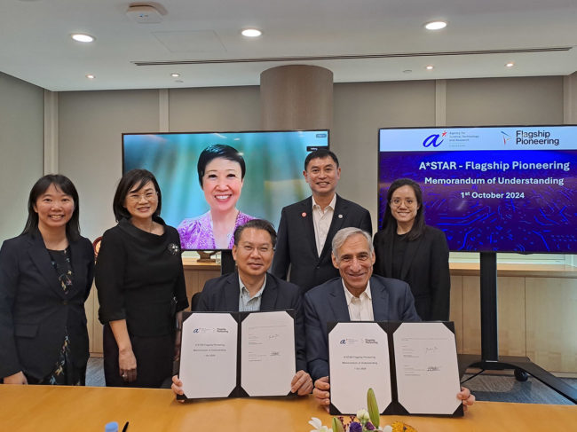 André Andonian, Flagship chair of APAC and strategic adviser (front row, right) at the signing with A*STAR Oct. 3.