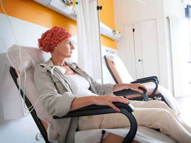 Woman receiving chemotherapy