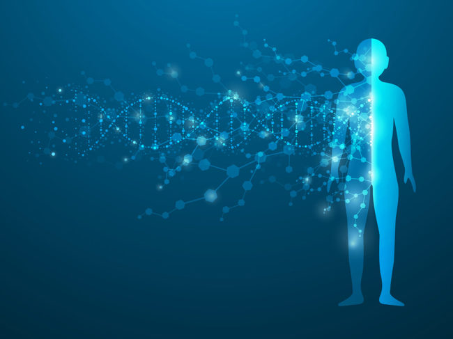 Illustration of DNA composing the human body