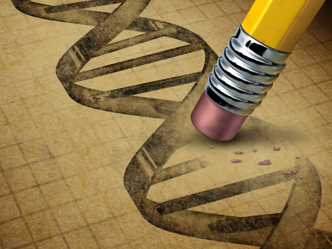 Illustration of pencil erasing DNA helix