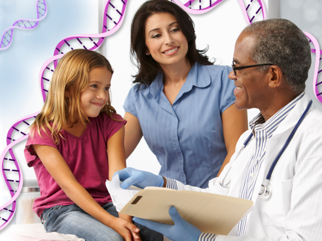 Child and mother with pediatrician.