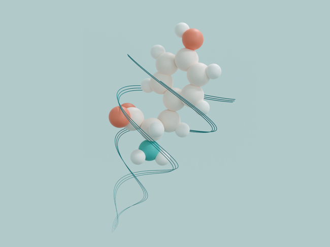 3D rendering of a Tyrosine molecule.