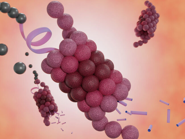 AI generated, 3D rendering of protein degradation