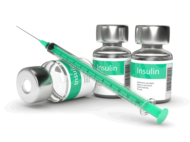 Insulin vials and syringe