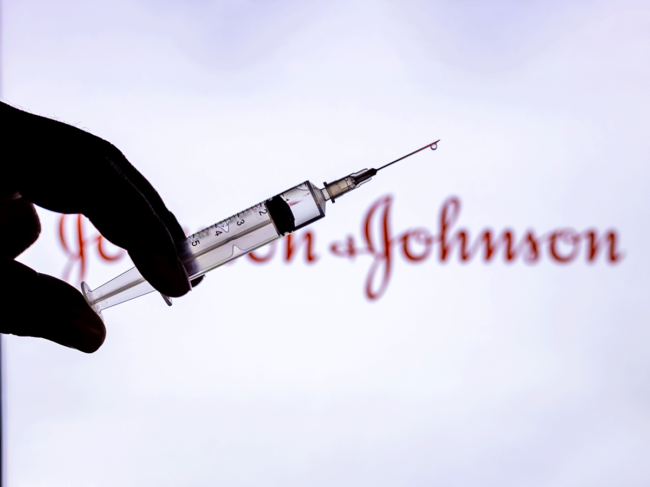 Syringe with Johnson & Johnson logo