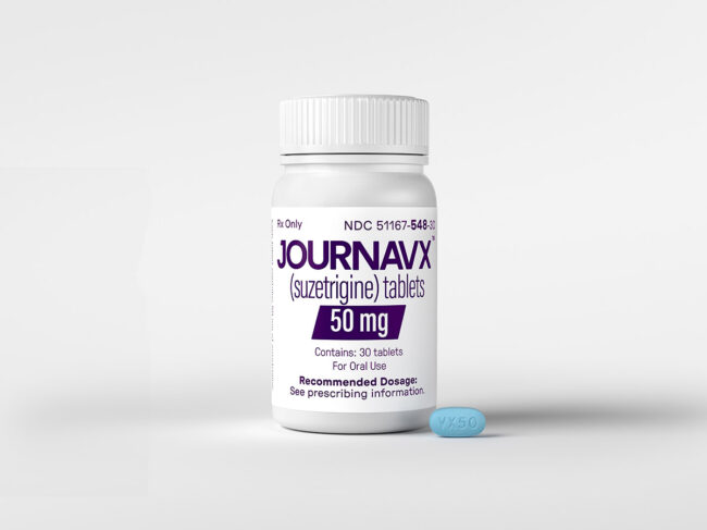 Journavx bottle and tablet 