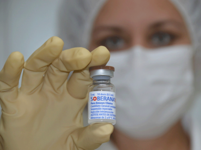 Vial of Soberana-02 COVID-19 vaccine