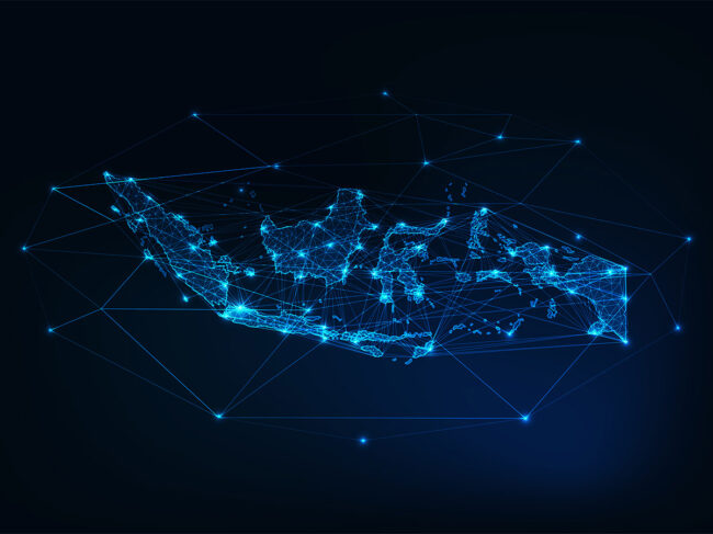 Illustrated map of Indonesia showing connected dots