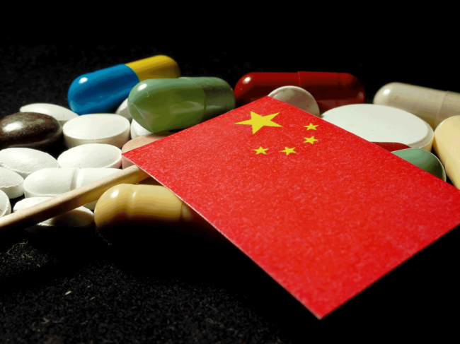 Chinese flag, pills