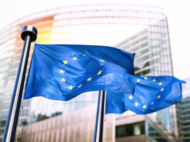 EU flags at European Commission building