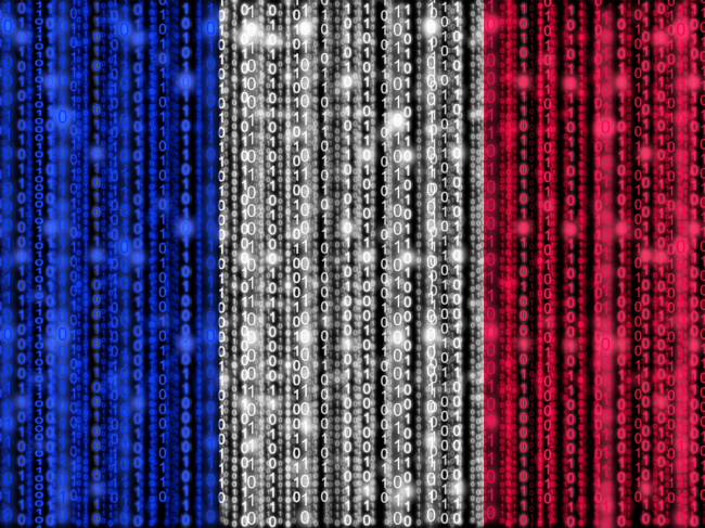 French flag composed of binary code