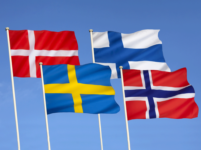 Flags of Denmark, Sweden, Finland and Norway