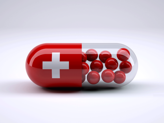 Capsule with Swiss flag