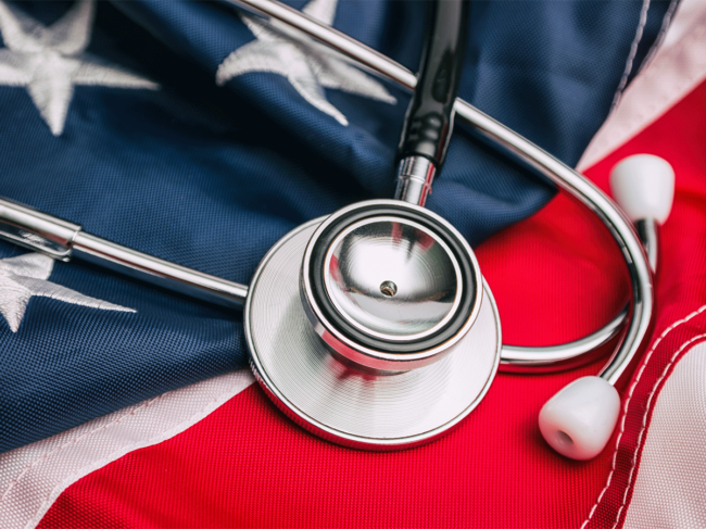 U.S. flag, stethoscope