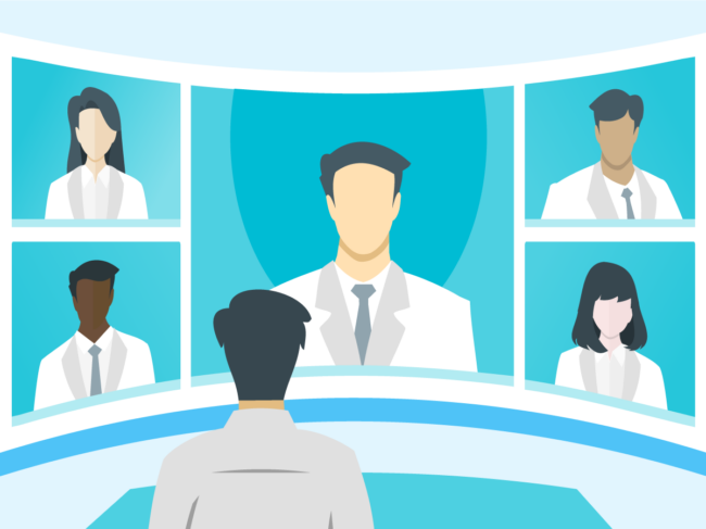 Illustration of doctors on a video conference