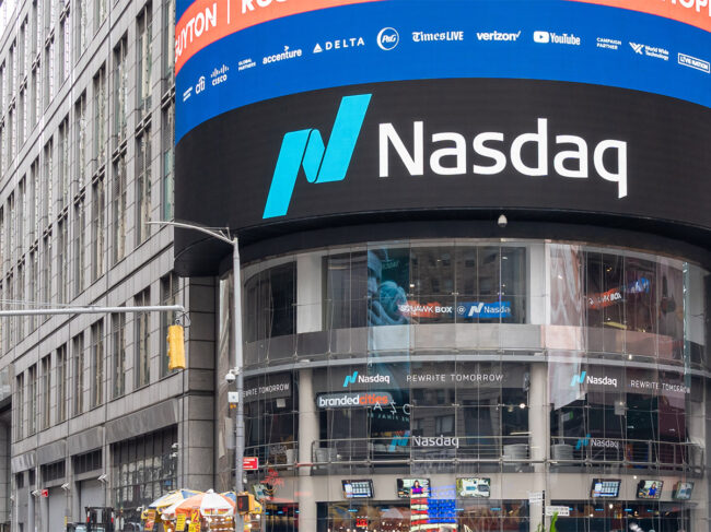 The Nasdaq Stock Exchange headquarters in New York