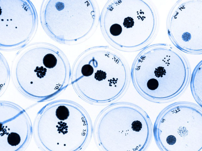 Bacteria in petri dishes