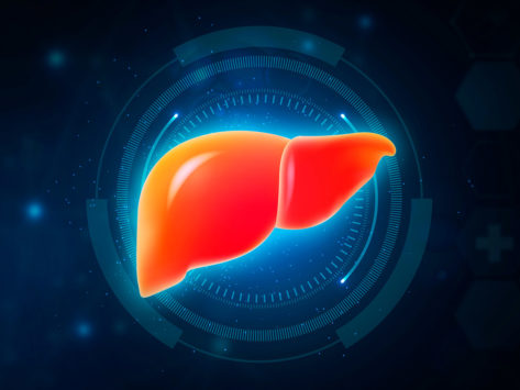 Liver over digital lens background