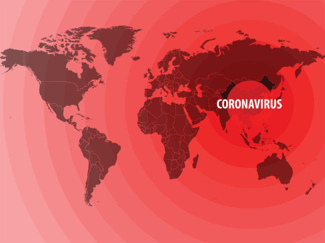 Map illustrating origin and spread of coronavirus