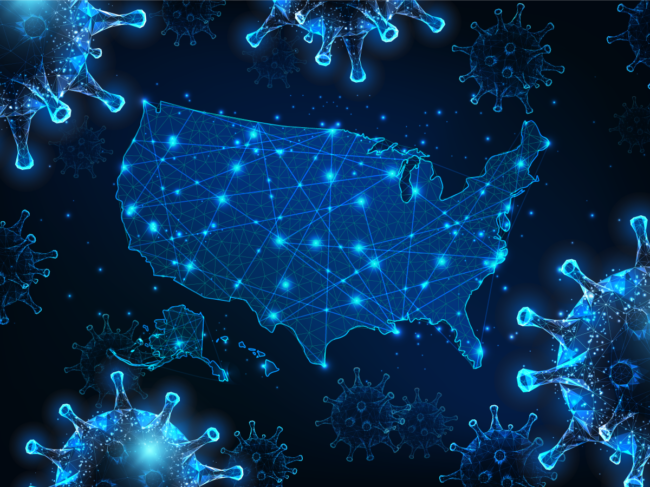 Digital illustration of U.S., coronavirus