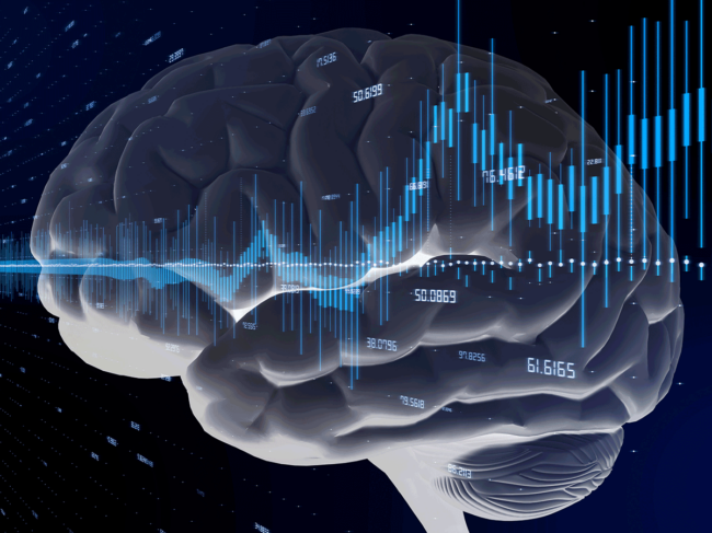 Brain and financial charts