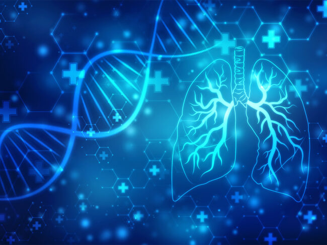 Illustration of DNA strand next to lungs